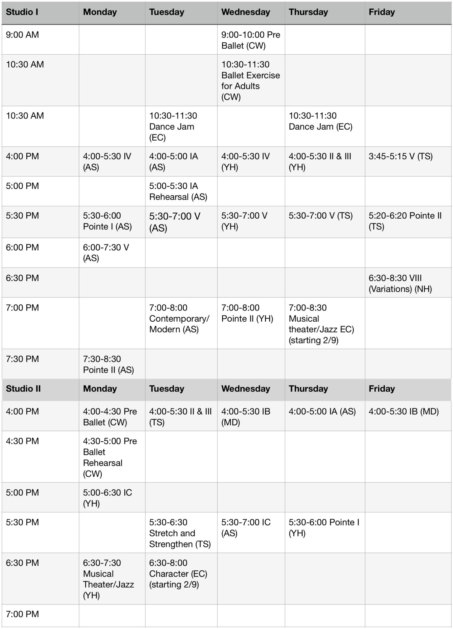 Term Schedule & Holidays Holt Ballet Conservatory